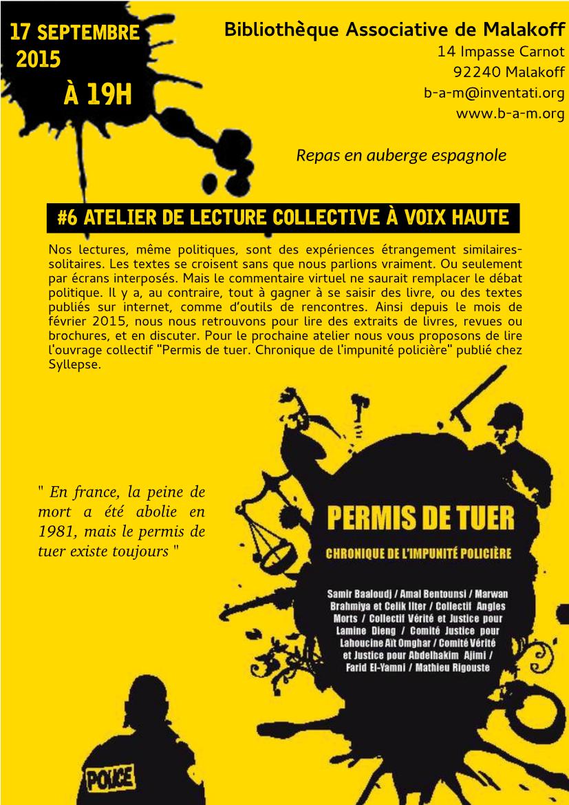 Atelier De Lecture, « Permis De Tuer » - Paris-luttes.info