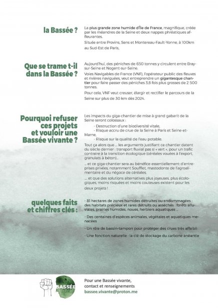 Verso du flyer, contenant le texte intégré dans le corps de l'article.